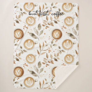 Manta Sherpa Tazas de café hojas