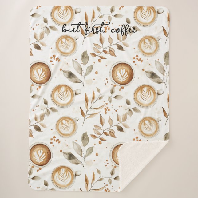 Manta Sherpa Tazas de café hojas (Anverso)
