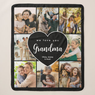 Manta Sherpa Te Amamos Abuela Collage Personalizado de 8 Fotos