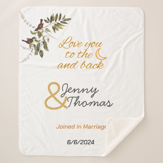 Manta Sherpa Te amo a la luna y de vuelta editable (Anverso)