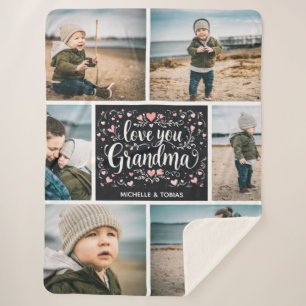 Manta Sherpa Te Amo Abuela Collage Personalizado de 6 Fotos