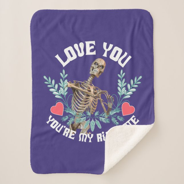 Manta Sherpa Te amo, eres mi Rib Mate Skeleton Valentine (Anverso)