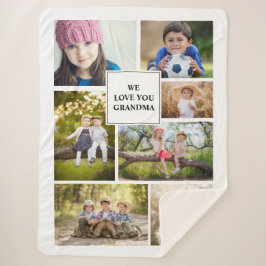 Manta Sherpa Te queremos abuela Collage de fotos 7