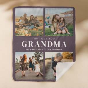 Manta Sherpa Te queremos, abuela personalizada 4 Collages de fo
