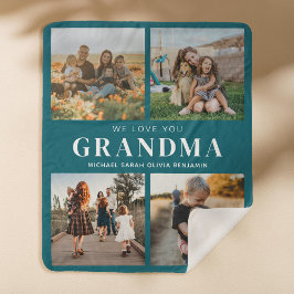 Manta Sherpa Te queremos, abuela personalizada 4 Collages de fo
