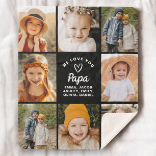 Manta Sherpa Te queremos, papá, familia, fotos del collage de I