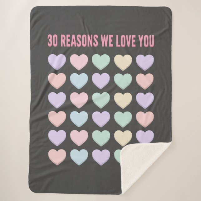 Manta Sherpa Te quiero - 30 Razones por las que te amamos - 30 (Anverso)