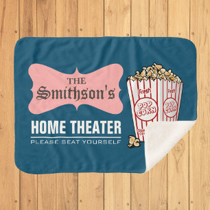 Manta Sherpa Teatro Home con nombre familiar personalizado retr