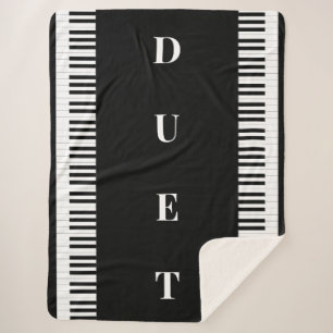 Manta Sherpa Teclado de música musical de color blanco negro