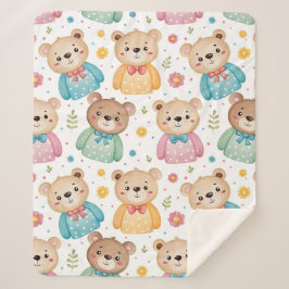 Manta Sherpa Teddy bear and flowers