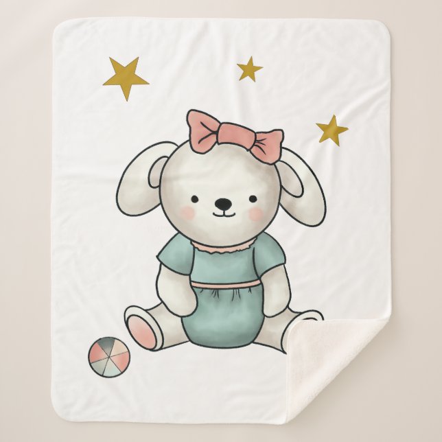 Manta Sherpa Teddy con vestido y cinta adhesiva (Anverso)