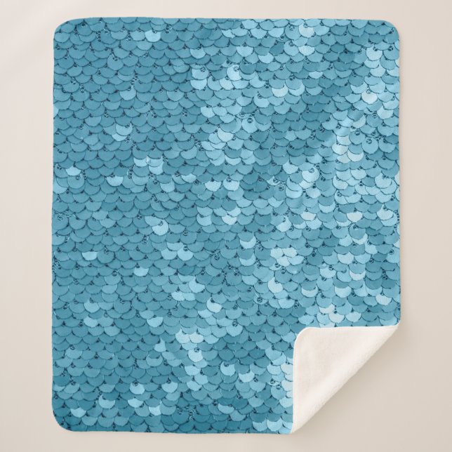 Manta Sherpa Tejido brillante azul cielo con secuencias, fondo  (Anverso)