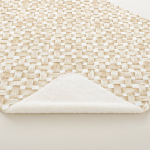 Manta Sherpa Tejido de cesta falso de color blanco crema