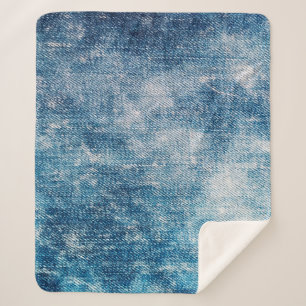 Manta Sherpa Tejido de vaqueros azules