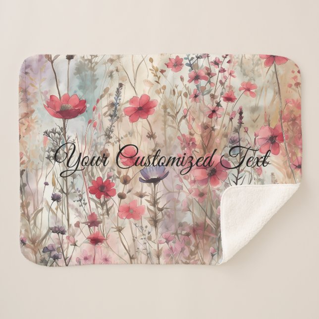 Manta Sherpa Tejidos de belleza silvestre: al estilo de las flo (Anverso (horizontal))