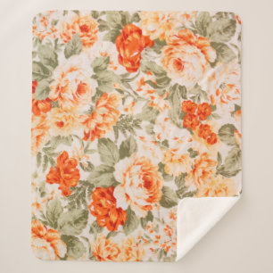 Manta Sherpa Tejidos florales de época