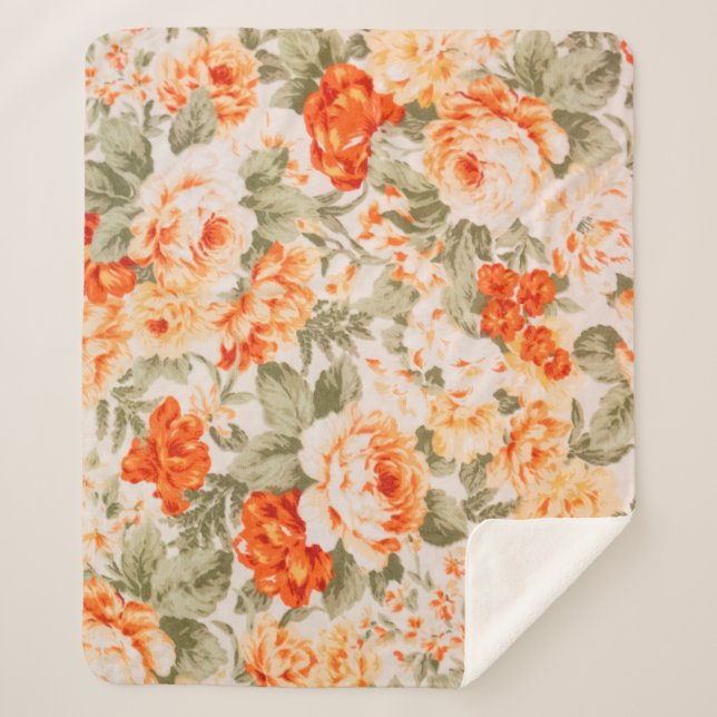 Manta Sherpa Tejidos florales de época (Anverso)