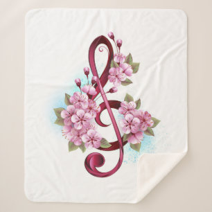 Manta Sherpa Tejidos musicales notas de colores con flores de S