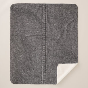 Manta Sherpa Tela de denim negro, textura de moda.