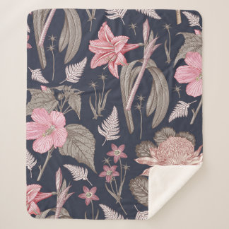 Manta Sherpa Tela de patrón sin inconvenientes. Set Amaryllis W