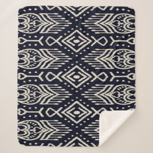 Manta Sherpa Tela Ikat bordada: Elegancia étnica.
