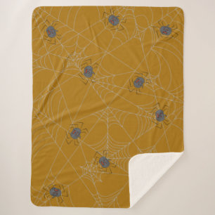 Manta Sherpa telaraña y calabazas de Halloween