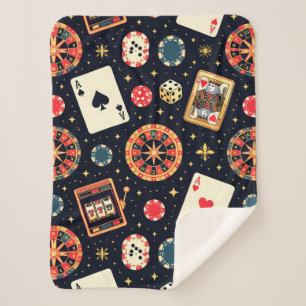 Manta Sherpa tema de patrón de casino en negro