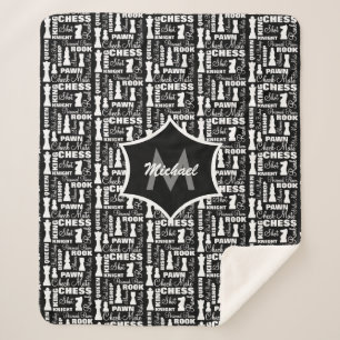 Manta Sherpa Tema del jugador de ajedrez Guay Monogrammed