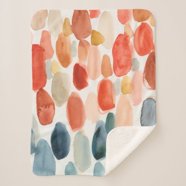 Manta Sherpa Temporada de cítricos - Piedras de coral y azul (Anverso)