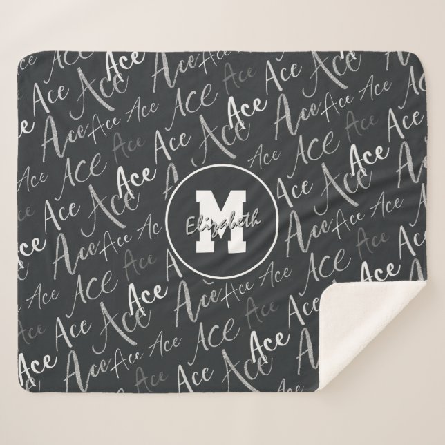 Manta Sherpa tenis de voleibol Patrón de texto de Ace sobre car (Anverso (horizontal))