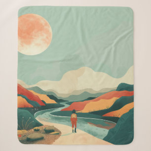 Manta Sherpa Terracota Verde Teal Boho Río Montaña Viaje