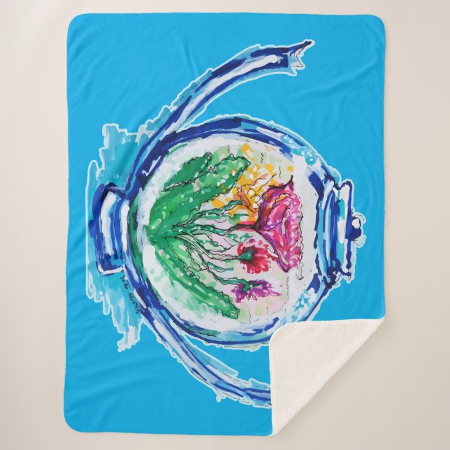 Manta Sherpa Tetera de flores (Anverso)