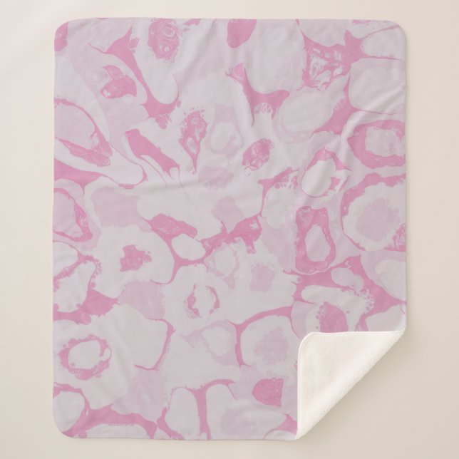 MANTA SHERPA TEXTIL DE FLORES ROSA Y BLANCA (Anverso)