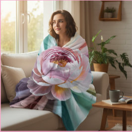 Manta Sherpa Textil Floral Peonía Personalizado 