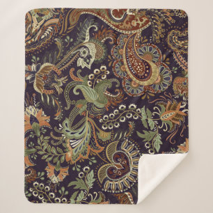 Manta Sherpa Textil Paisley Colorful: Diseño de cosecha étnica