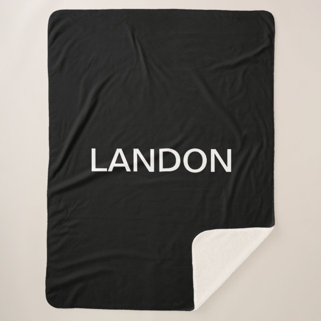 Manta Sherpa Texto blanco negro negrita de aspecto moderno (Anverso)