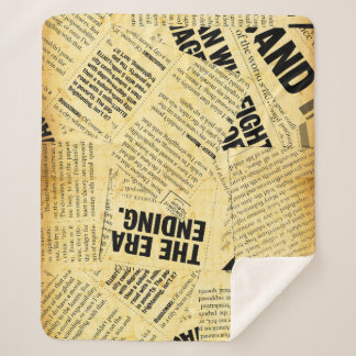 Manta Sherpa Texto de periódico con papel antiguo