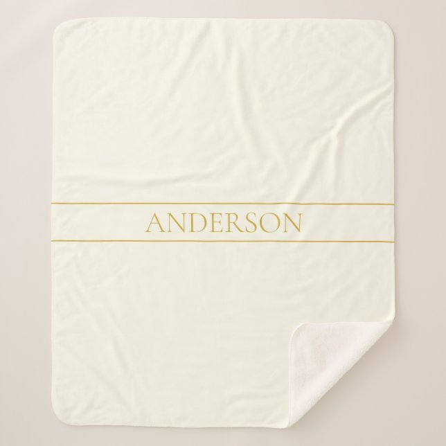 Manta Sherpa Texto de Personalizable simple y elegante | Gold O (Anverso)