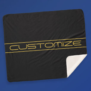 Manta Sherpa Texto dorado moderno y elegante editable con rayas
