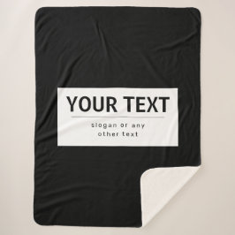 Manta Sherpa Texto editable de negrita moderno | Blanco y negro