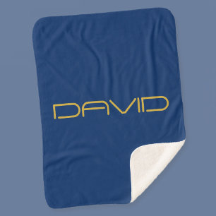 Manta Sherpa Texto elegante editable Oro y azul marino