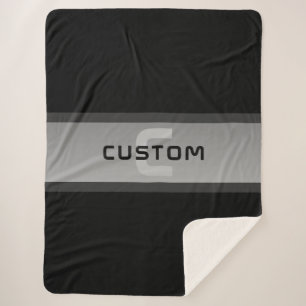 Manta Sherpa Texto moderno con capas de Personalizable   Negro 