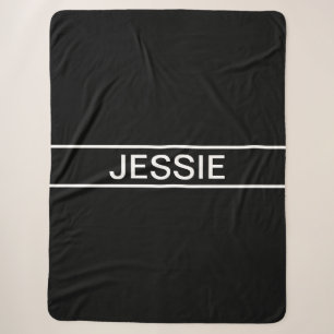 Manta Sherpa Texto personalizable   Negro y blanco moderno y ne