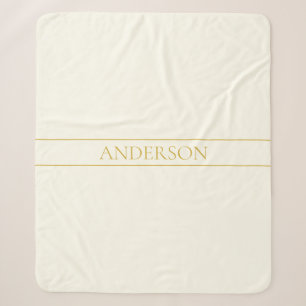Manta Sherpa Texto simple elegante personalizable Blanco dora