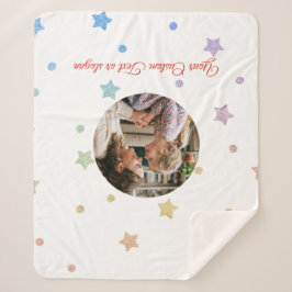 Manta Sherpa Texto y foto personalizados minimalistas