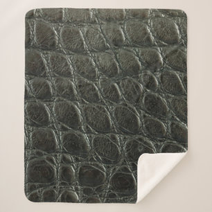 Manta Sherpa Textura de cuero de caimán negro, cierre 
