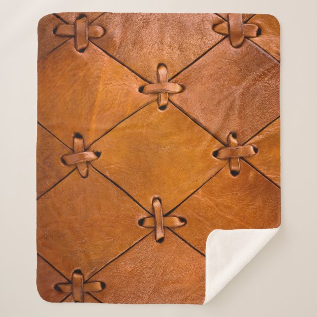 Manta Sherpa Textura de cuero, detalle natural del selvage. (Anverso)