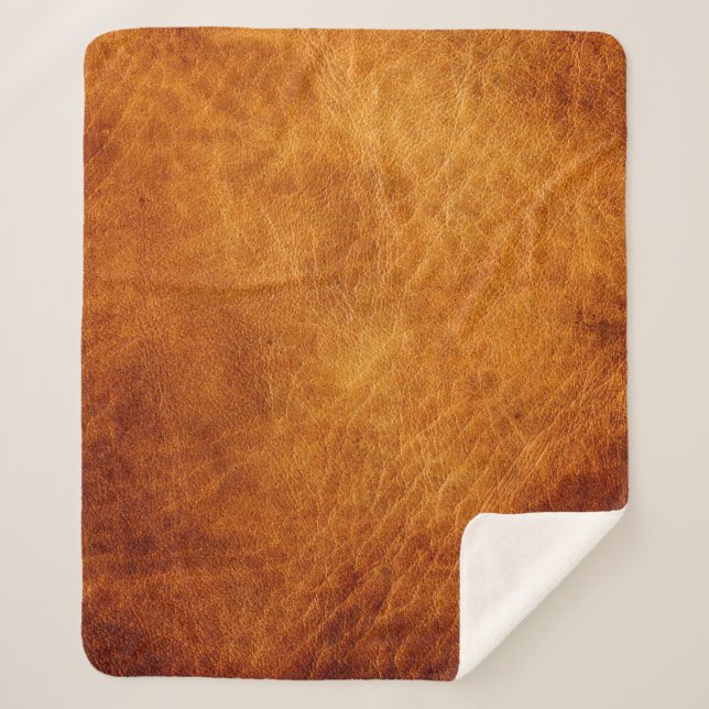 Manta Sherpa Textura de cuero marrón (Anverso)
