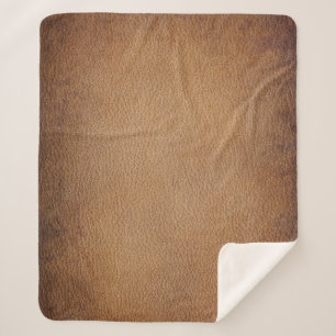 Manta Sherpa Textura de cuero marrón: cierre de fondo vintage
