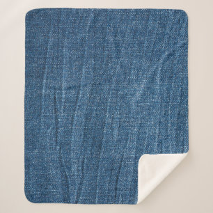 Manta Sherpa Textura de Denim Azul: Jeans Clásicos.